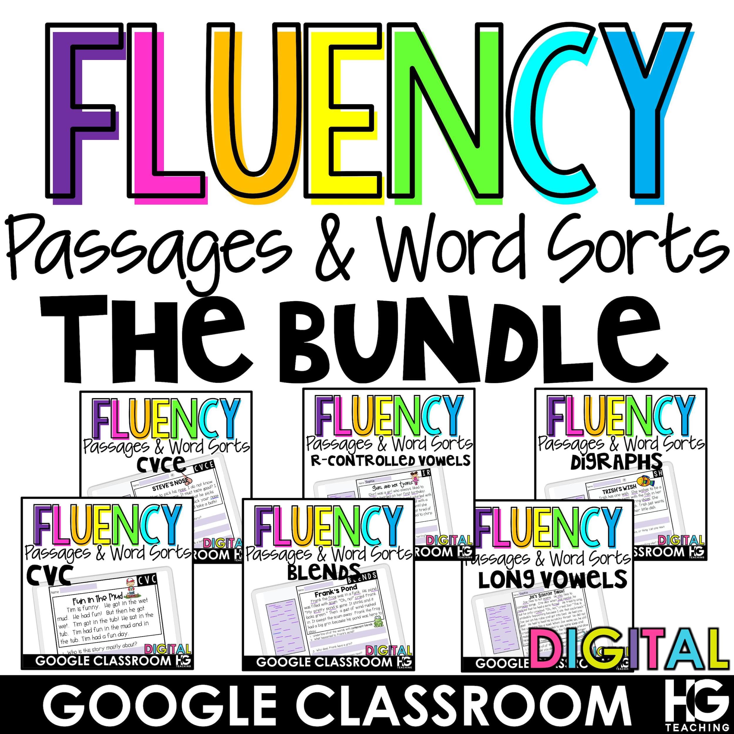 Digital Fluency Passages and Word Sorts for Google Classroom