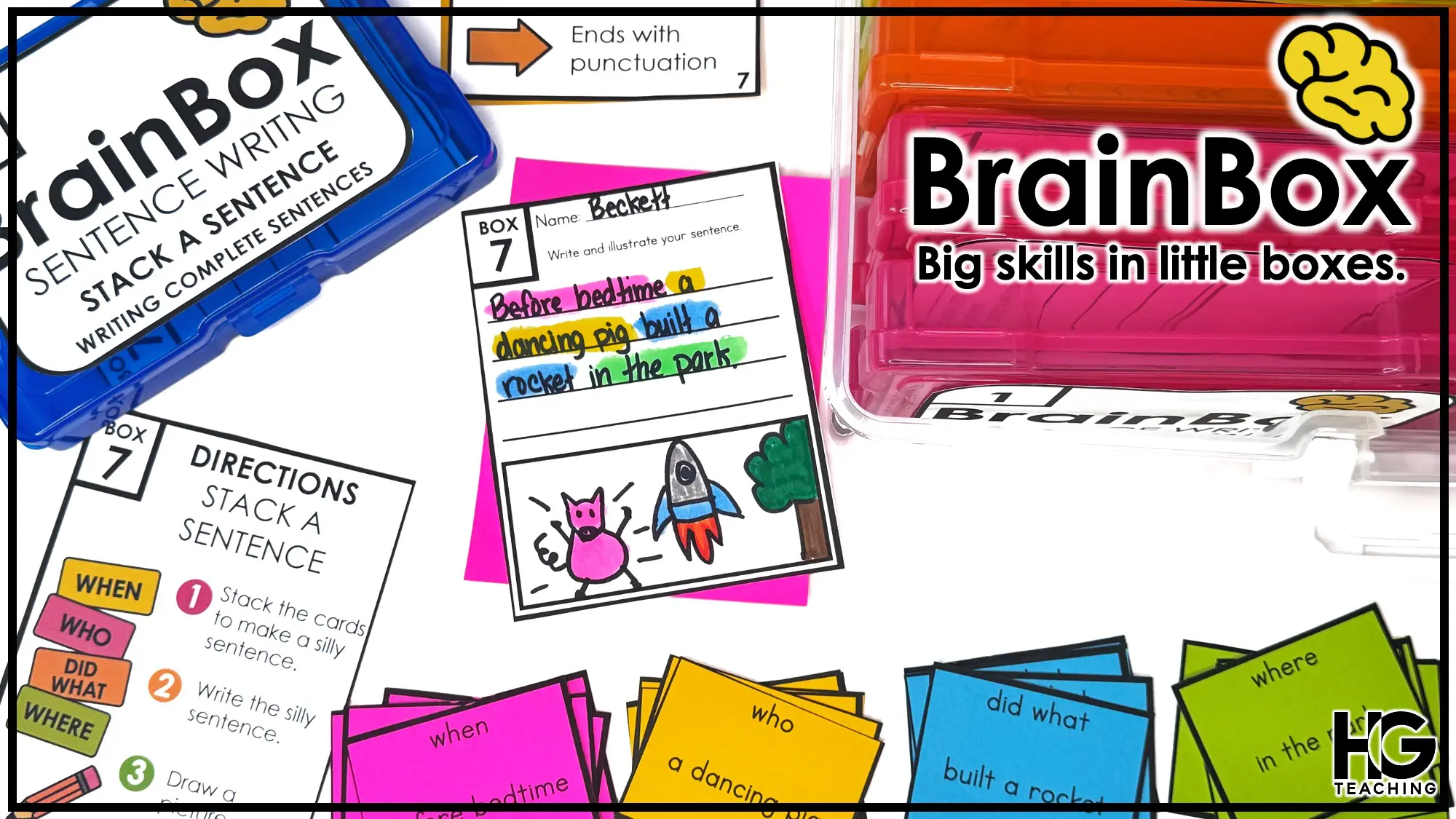 BrainBox Sentence Writing Centers – Fun, No Prep Activities for 1st and 2nd Grade